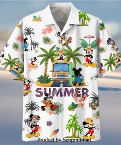 Mickey Mouse Disney Summer Vacation Full Printing Hawaiian Shirt – White