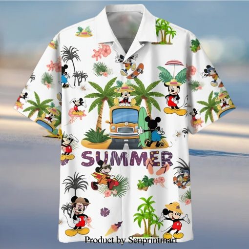 Mickey Mouse Disney Summer Vacation Full Printing Hawaiian Shirt – White