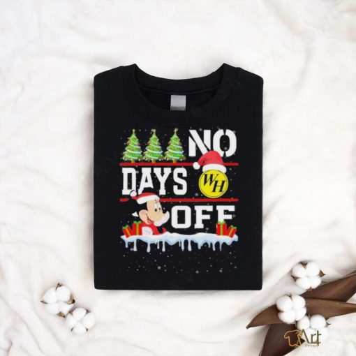 Mickey Mouse Hat Santa No Days Off Waffle House Merry Christmas Shirt