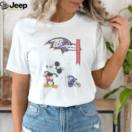 Mickey Mouse NFL Baltimore Ravens Football Super Bowl Champions Helmet Logo Shirt