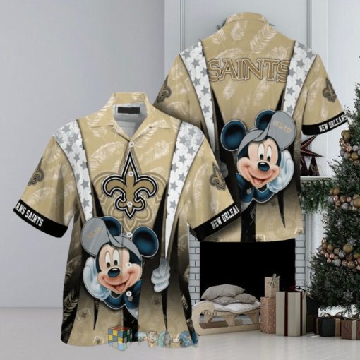 Mickey Mouse NFL New Orleans Saints Hat Tropical Hawaiian Shirt