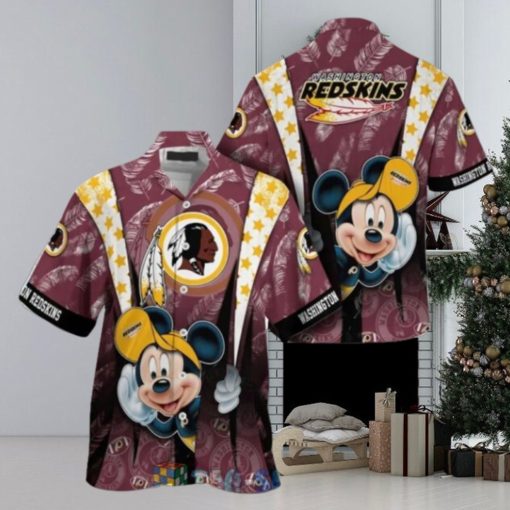 Mickey Mouse NFL Washington Commanders Hat Tropical Hawaiian Shirt