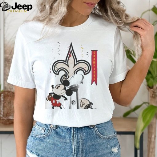 Mickey Mouse Nfl New Orleans Saints Football Super Bowl Champions Helmet Logo Shirt