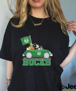 Mickey Mouse Riding Car Milwaukee Bucks shirt