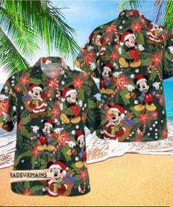 Mickey Mouse Santa Hawaiian Christmas Very Merry Disneyland Xmas Party Shirt