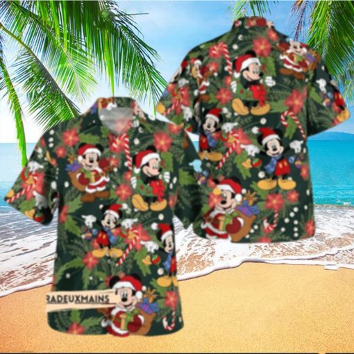 Mickey Mouse Santa Hawaiian Christmas Very Merry Disneyland Xmas Party Shirt