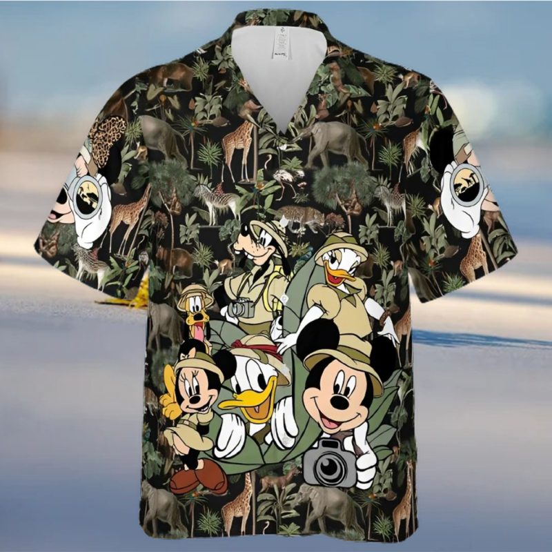 Mickey Mouse and Friends Safari Hawaiian Shirt, Disney Animal Kingdom Park Hawaiian Shirt