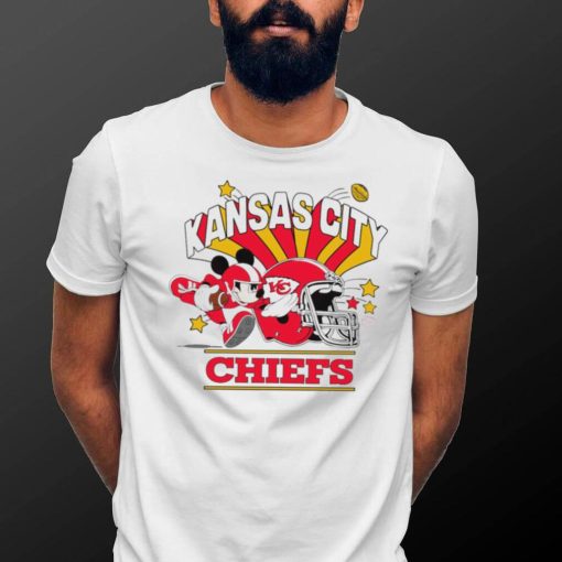 Mickey Mouse player NFL Kansas City Chiefs football helmet logo character funny shirt