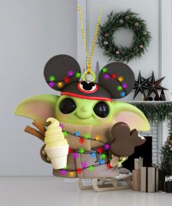 Mickey hat Baby Yoda ice cream christmas ornament