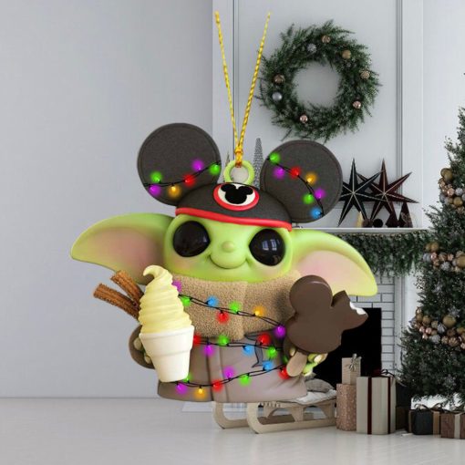 Mickey hat Baby Yoda ice cream christmas ornament