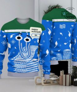 Microsoft Christmas Sweater All Over Printed Holiday Ugly Christmas Artificial Wool Sweat