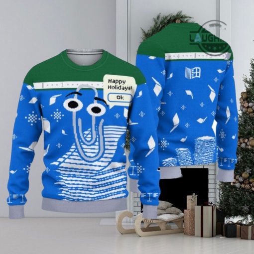 Microsoft Christmas Sweater All Over Printed Holiday Ugly Christmas Artificial Wool Sweat