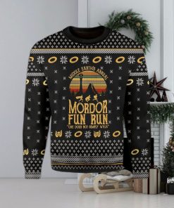 Middle Earth’s Annual Mordor Fun Run One Does Not Simply Walk Knitted Whiskey Christmas 3D Sweater For Men And Women