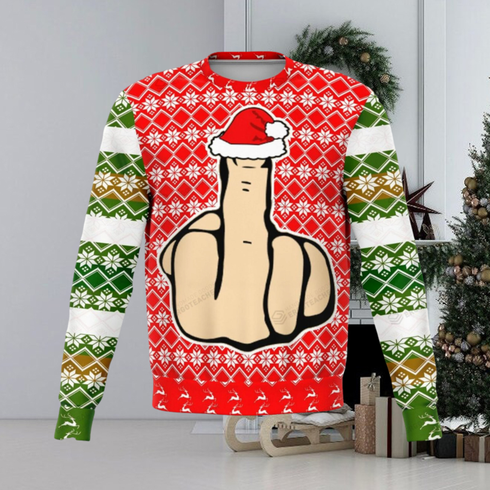 Middle Finger Offensive For Christmas Gifts Ugly Christmas Sweater - teejeep