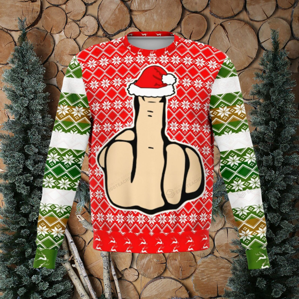 Middle Finger Offensive For Christmas Gifts Ugly Christmas Sweater - teejeep