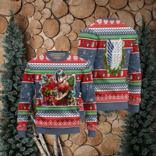 Mikasa Ackerman Attack on Titan Anime Ugly Christmas Sweater Xmas Gift