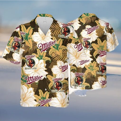 Miller High Life Hawaiian Shirt Floral Pattern Beer Lovers Gift