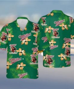 Miller High Life Hawaiian Shirt Hibiscus Flower Pattern Beach Lovers Gift