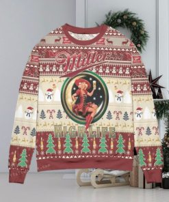 Miller High Life Pine Tree Christmas Ugly Sweater Party