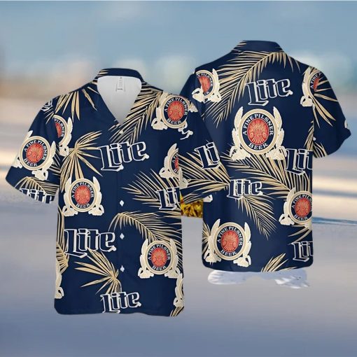 Miller Lite Beer Hawaiian Shirt Palm Leaves Pattern Beach Lovers Gift