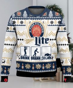 Miller Lite Drink Drank Drunk Ugly Christmas Sweater