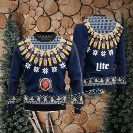 Miller Lite Heart Pattern Fair Isle Ugly Christmas Sweater For Men And Women