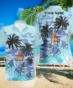 Miller Lite Lover Turtles Palm Tree Custom Name Hawaiian Shirt