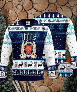 Miller Lite Reindeer Pattern Friends Christmas Sweater