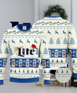 Miller Lite Santa Hat Christmas Ugly Christmas Sweater, Ugly Sweater Apparel