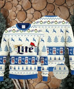 Miller Lite Santa Hat Christmas Ugly Christmas Sweater