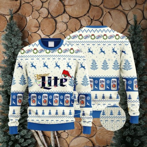 Miller Lite Santa Hat Christmas Ugly Christmas Sweater