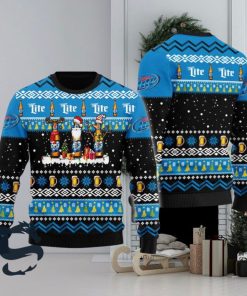 Miller Lite Santa Reindeer Snowflake Christmas Sweater, Christmas Gift Apparel, Merry Ugly Christmas Sweater