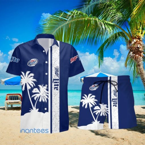 Miller Lite Tropical Palm Tree Aloha Hawaiian Shirt