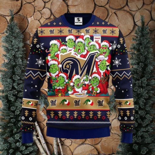 Milwaukee Brewers 12 Grinch Xmas Day Christmas Ugly Sweater