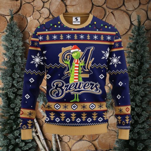 Milwaukee Brewers Funny Grinch Christmas Ugly Sweater