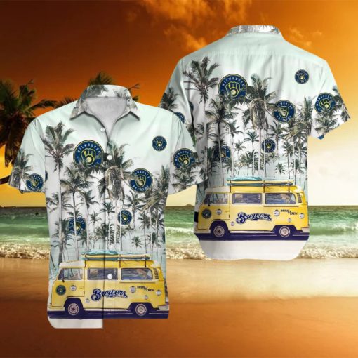 Milwaukee Brewers MLB Coconut Car Pattern Hawaiian Shirt