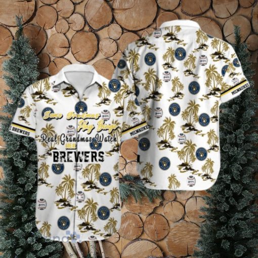 Milwaukee Brewers MLB Coconut Pattern White Hawaiian Shirt