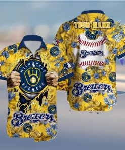 Milwaukee Brewers MLB Custom Name Aloha 3D Hawaiian Shirt Summer Gift