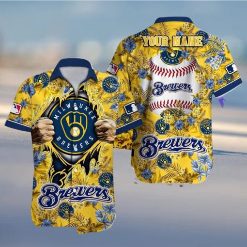 Milwaukee Brewers MLB Custom Name Aloha 3D Hawaiian Shirt Summer Gift