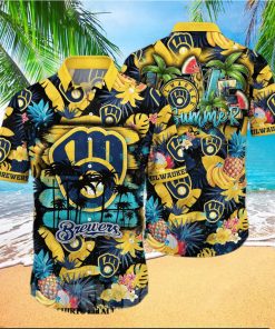 Milwaukee Brewers MLB Flower 3D Full Printed Hawaiian Shirt