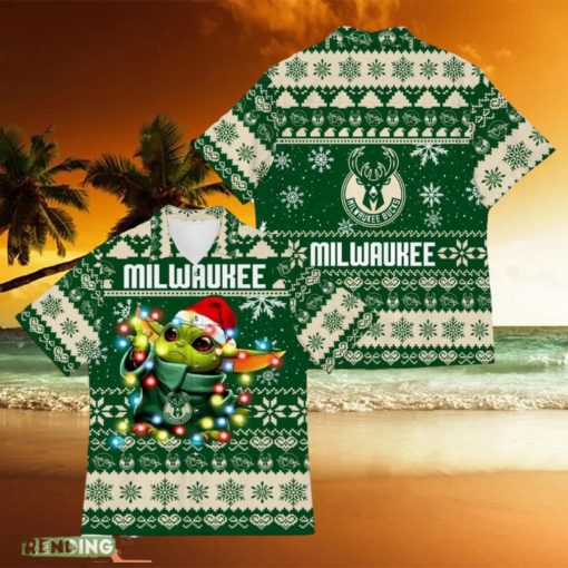 Milwaukee Bucks Baby Yoda Star Wars Hawaiian Shirt For Men And Women Gift Christmas Holidays