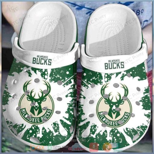 Milwaukee Bucks White Green Nba Crocs Clog Shoes