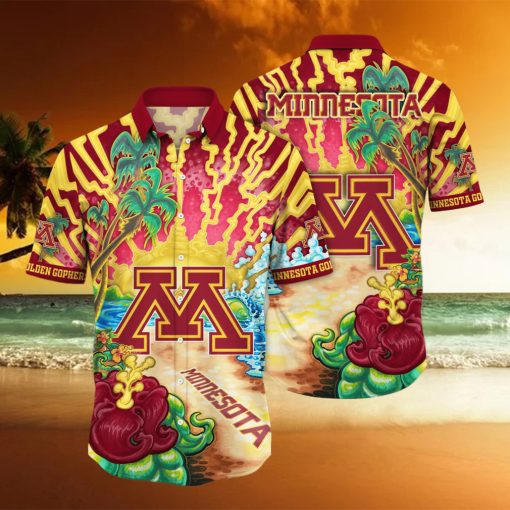 Minnesota Golden Gophers NCAA Hawaiian Shirt Golden Hourtime Aloha Shirt