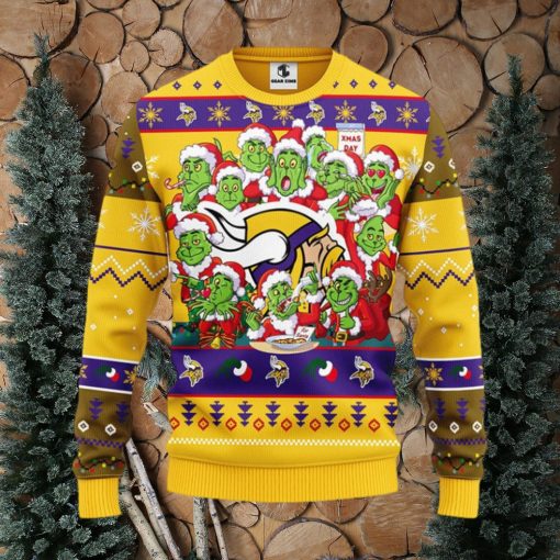 Minnesota Vikings 12 Grinch Xmas Day Christmas Ugly Sweater