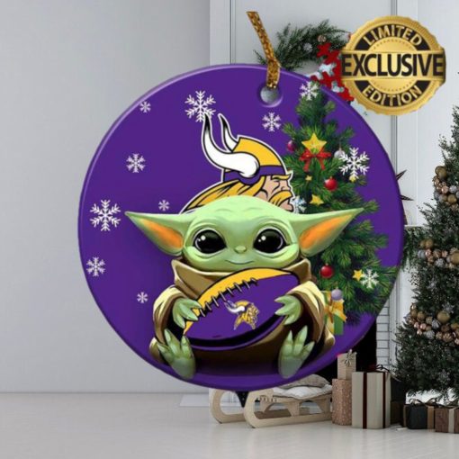 Minnesota Vikings Baby Yoda NFL Custom Name 2023 Holiday Gifts Christmas Decorations Ornament