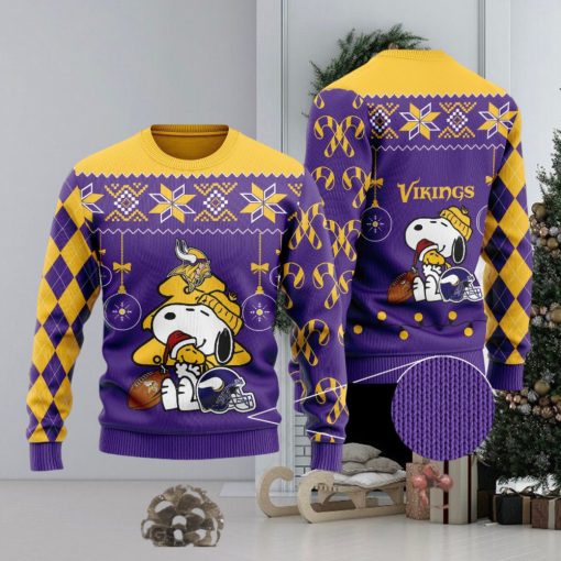 Minnesota Vikings Funny Charlie Brown Peanuts Snoopy Ugly Christmas Sweater Perfect Holiday Gift