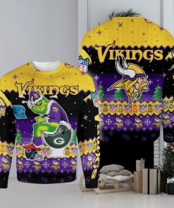 Minnesota Vikings Funny Grinch Knitted Christmas 3D Sweater For Fans