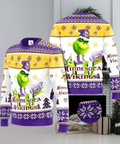 Minnesota Vikings Grinch Ugly Christmas Sweater Xmas 3D Printed Christmas Sweater Gift