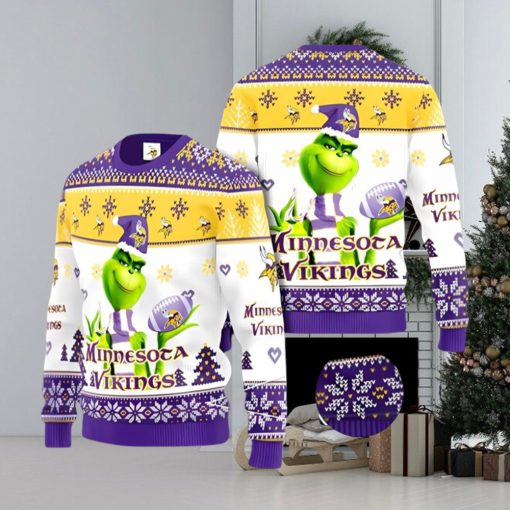 Minnesota Vikings Grinch Ugly Christmas Sweater Xmas 3D Printed Christmas Sweater Gift