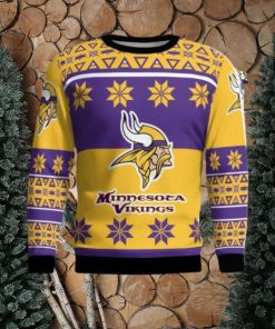 Minnesota Vikings Logo Big Snowflake Pattern Ugly Christmas Sweater